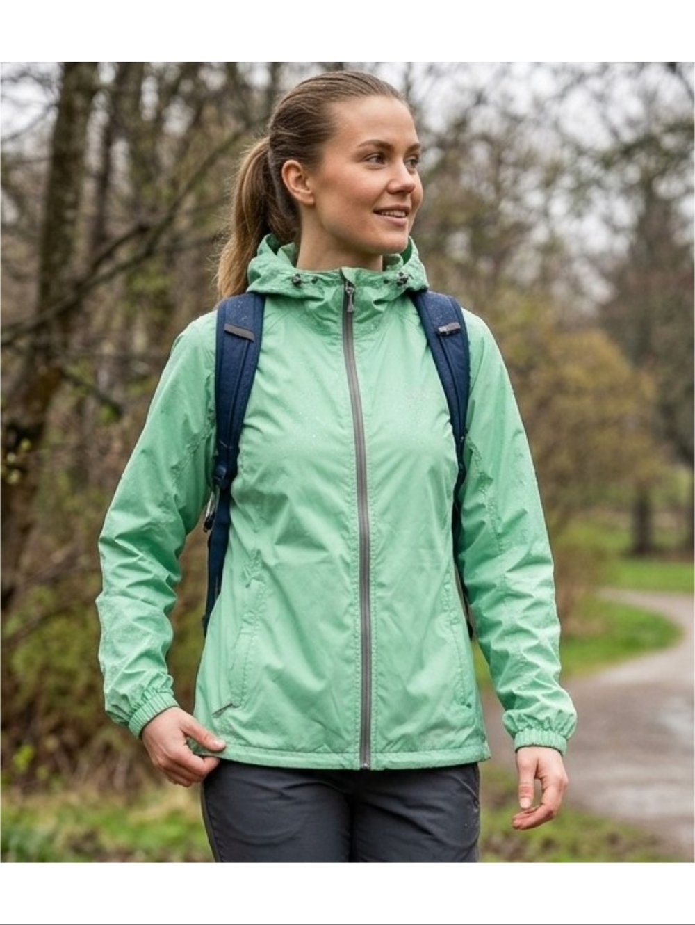 Eddie Bauer Lightweight Hooded Windbreaker Jacket Mint Green Size L
